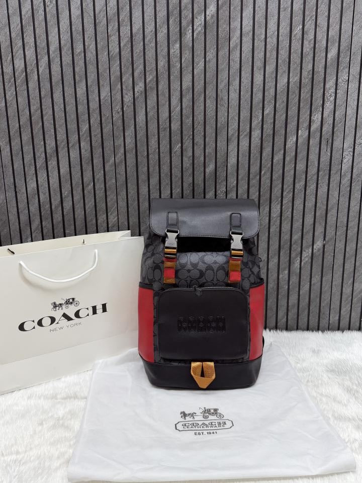 Coacch CB 0581 Black-Red Backpack With Original DustCover & CarryBag
