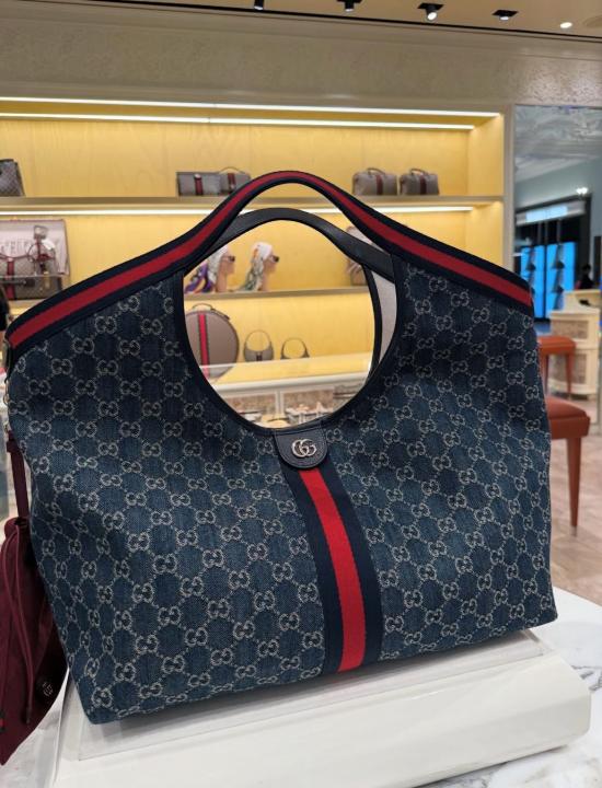 Guccci CB Giglio Large Denim Tote With Original DustCover & CarryBag