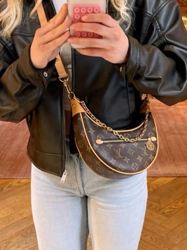 Lv Loop handbag featuring the iconic Monogram canvas and a distinct half moon bag with Box premium quality
