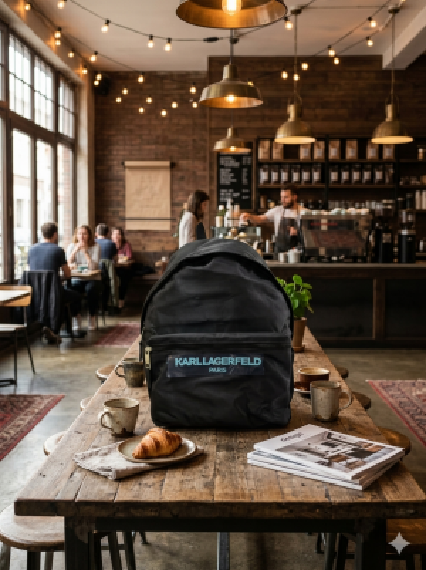 Karll_ Lagerfeld Paris backpack with Dust Cover premium quality ( Black)