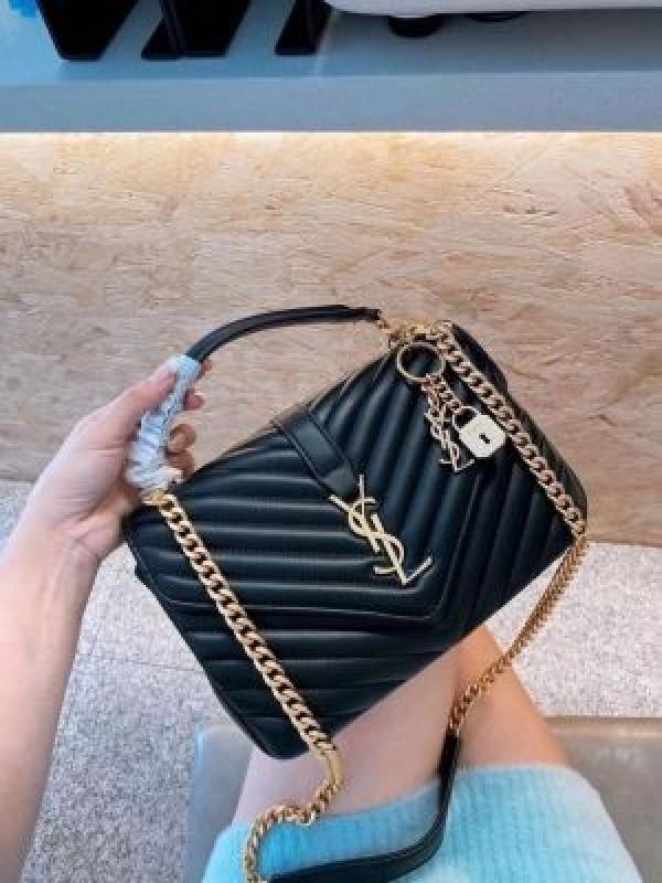 Ysl Collage Black Golden Medium Shoulder Bag With double Box & Dust Cover