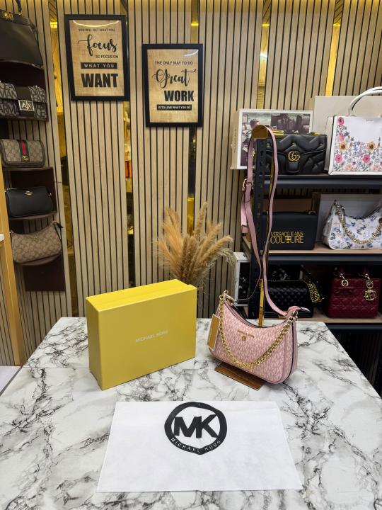 MK-Inspired Charm Shoulder Bag With Box And Dust Bag (Pink)