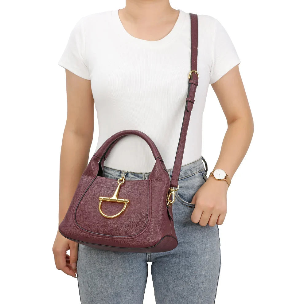 G-Inspired Softbit Medium Top Handle Bag With Double Box And Dust Bag (Maroon)