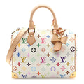 LV-Inspired Speedy Monogram Multicolour Shoulder Bag With Box And Dust Bag (White-Flower) (13085)