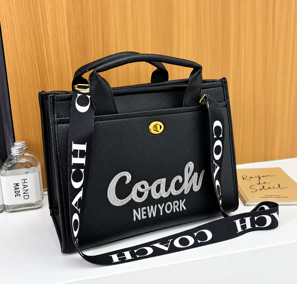 C-inspired Cargo Tote In Canvas With Dust Bag And Carry Bag (Black)