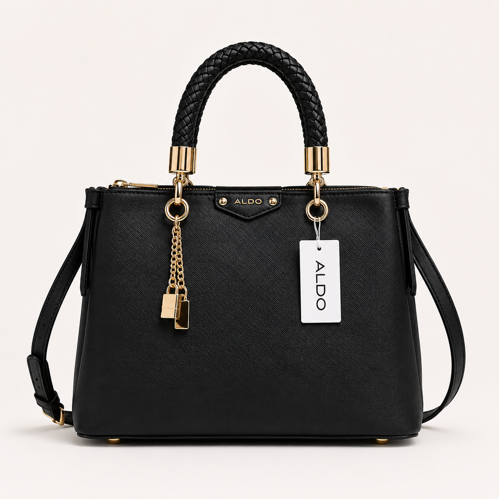 Aldo-Inspired Lothycan Satchel Black Handbag With Box (Black)