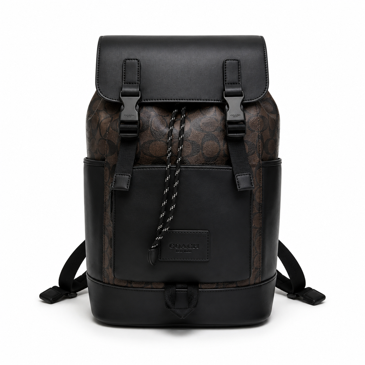 C-Inspired Rivington Signature Classic Canvas Monogram Backpack With Dust Bag (Coffee-Black)