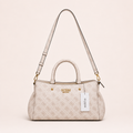 Guess-Inspired Monogram Mini Satchel Crossbody Bag (White)