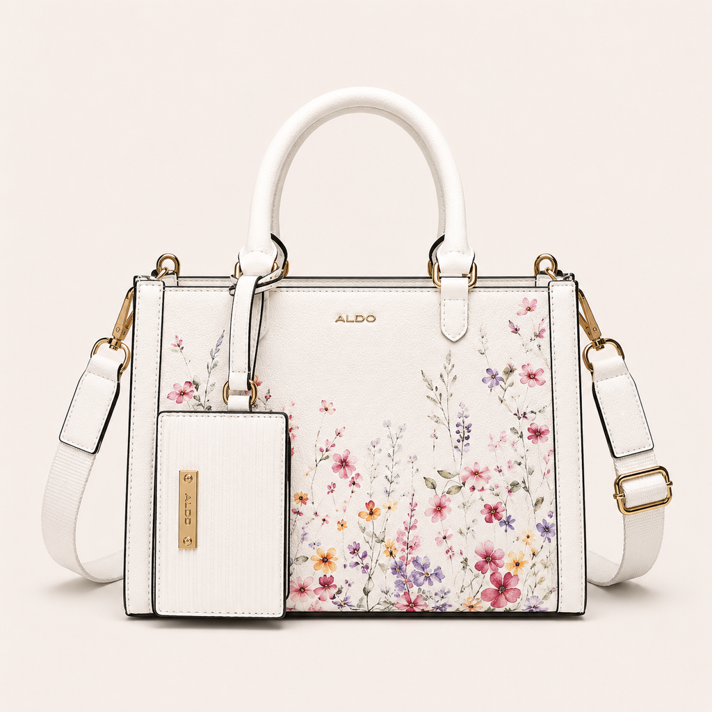 Aldo-inspired Priaira Floral Tote Bag With Box And Pouch (Orange Flower)