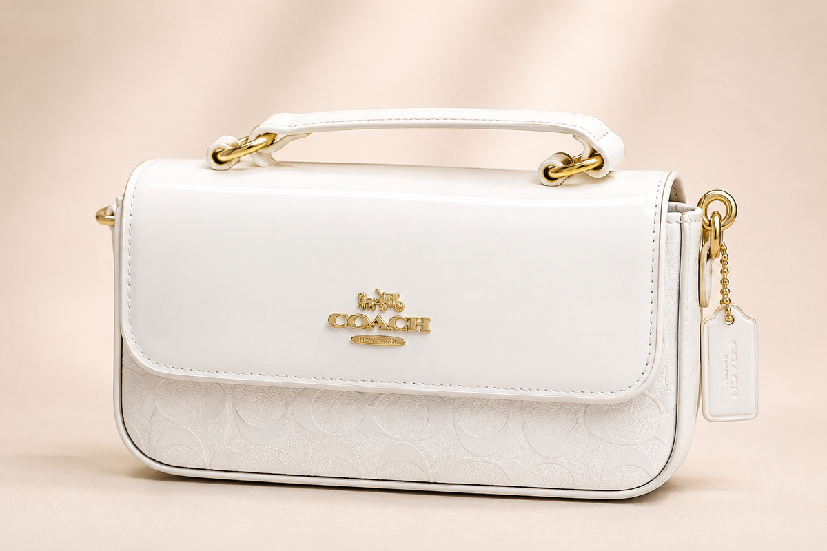 C-Inspired Hailey Bold Signature Crossbody Bag With Box And Dust Bag (White)