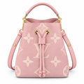 LV-Inspired Neo Noe BB Giant Monogram Leather Bucket Bag (Pink)