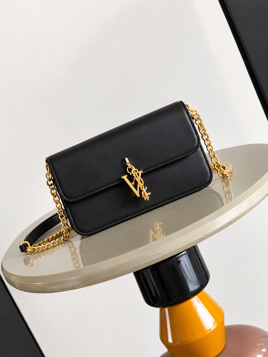LV-Inspired Bloom Shoulder Bag With Double Box And Dust Bag Includes Carry Bag (Black)