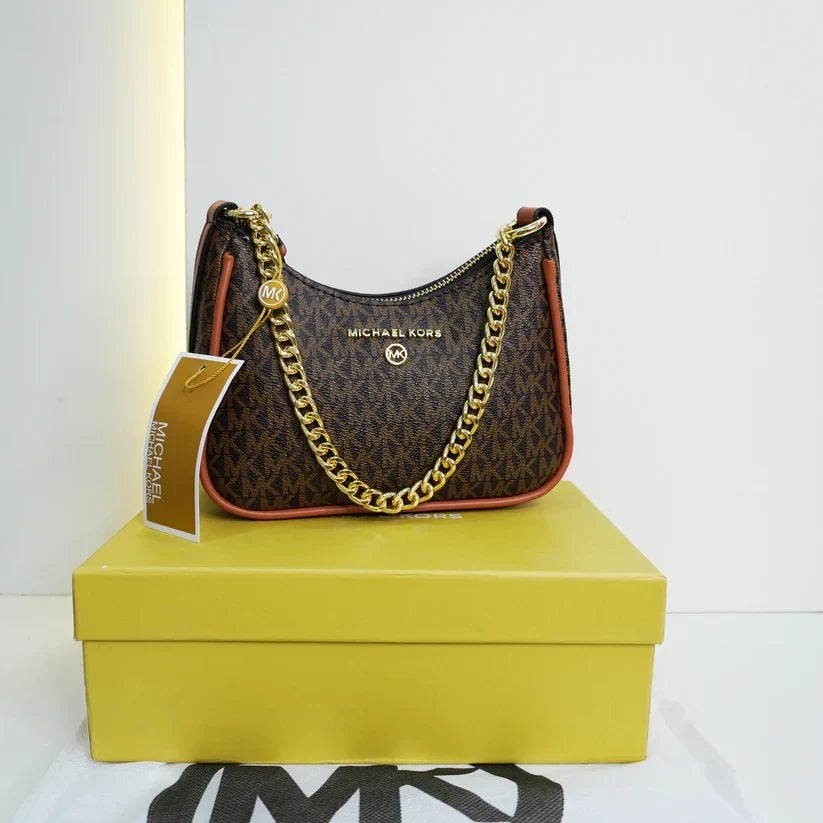 MK-Inspired Charm Shoulder Bag With Box And Dust Bag (Coffee)