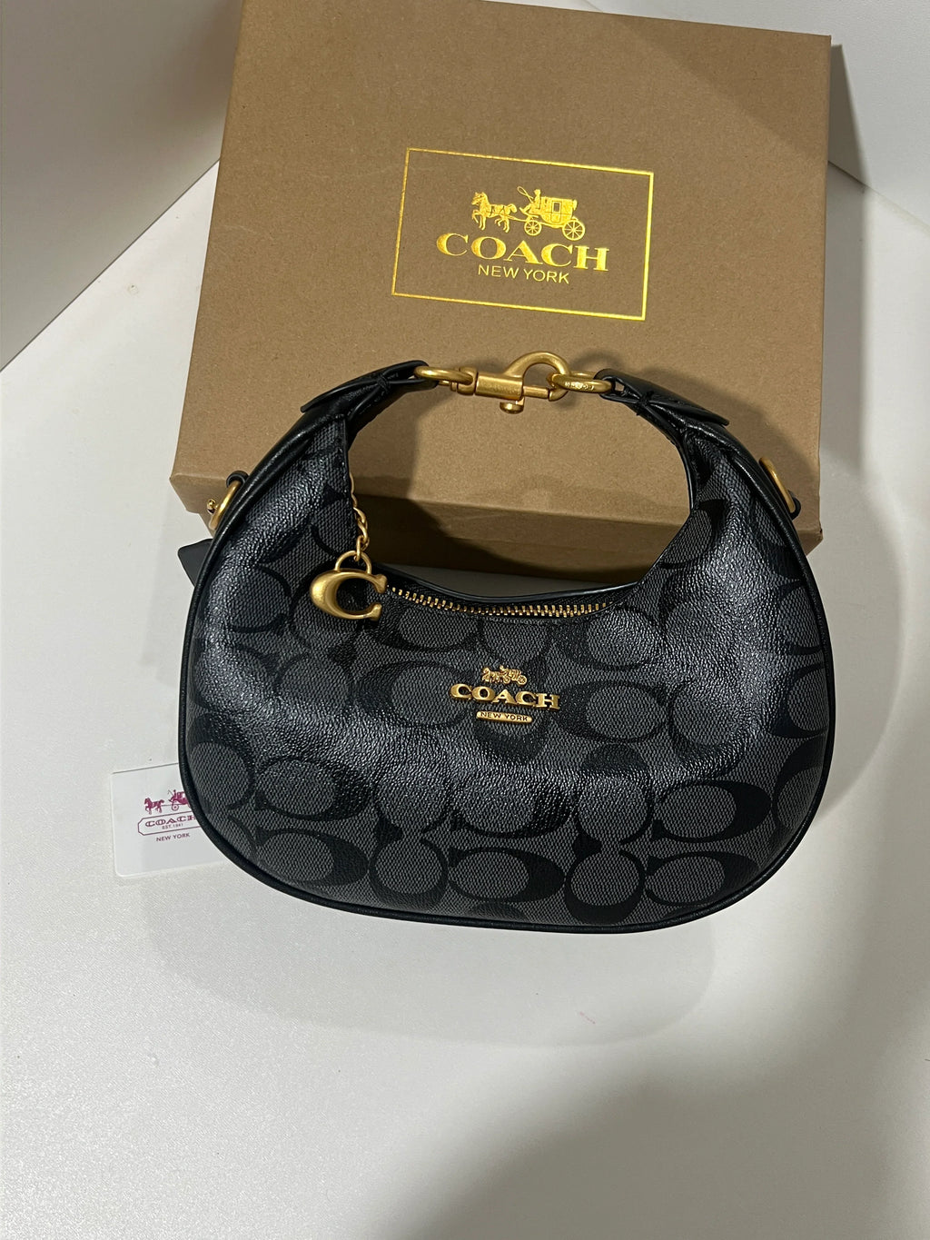 C-Inspired Jonie Signature Canvas Shoulder Bag With Box And Dust Bag (Black)