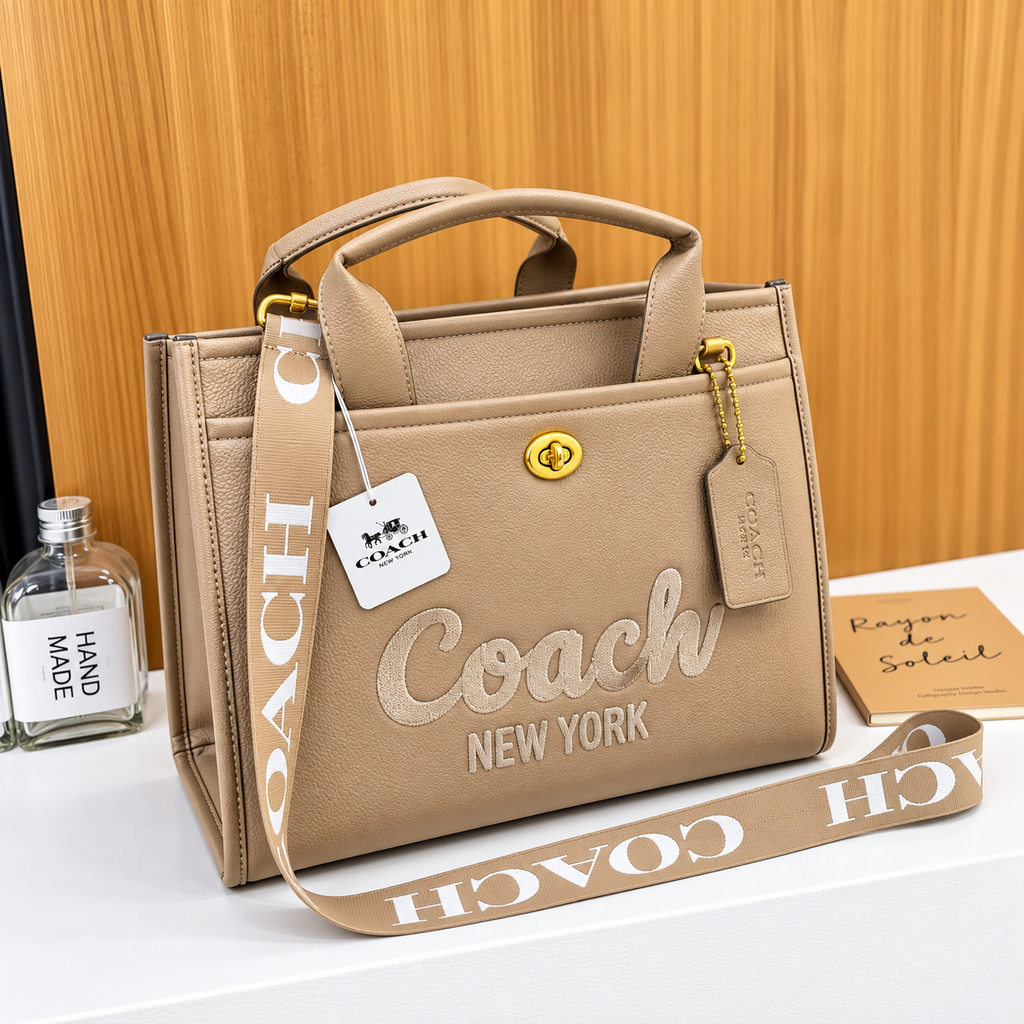 C-Inspired Cargo Tote In Canvas With Dust Bag And Carry Bag (Apricot)