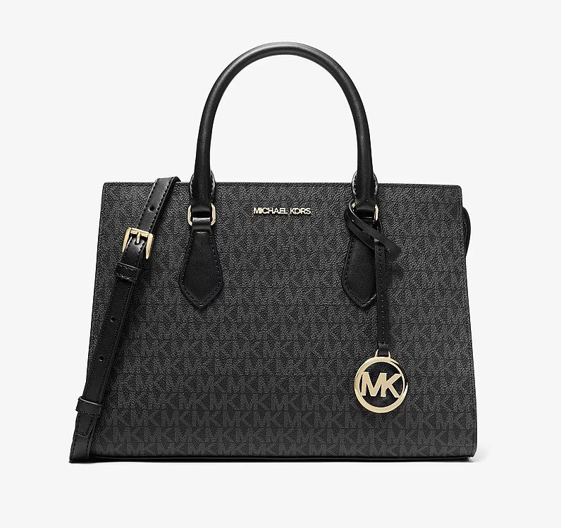 MK-Inspired Emma Signature MK Satchel Tote With Shoulder Strap With Box And Dust Bag (Black)