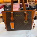 MK-inspired Voyager Premium Quality Tote Bag With Dust Bag (Coffee Brown)