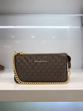 MK-inspired Jet Set Leather Pouchette With Box And Dust Bag (Brown)