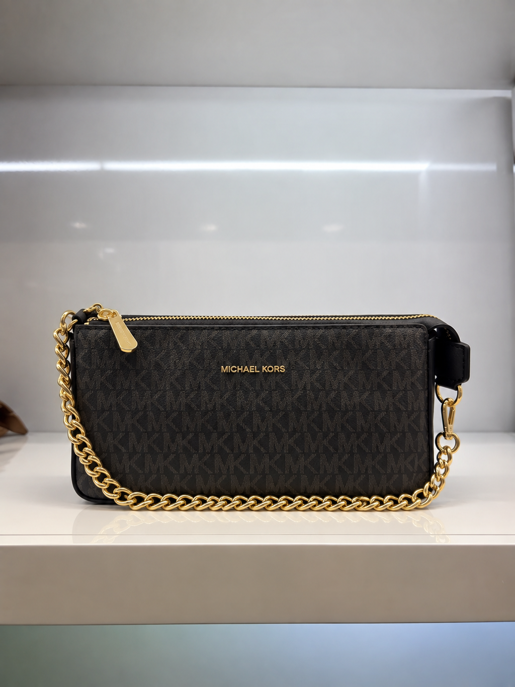 MK-inspired Jet Set Leather Pouchette With Box And Dust Bag (Black)