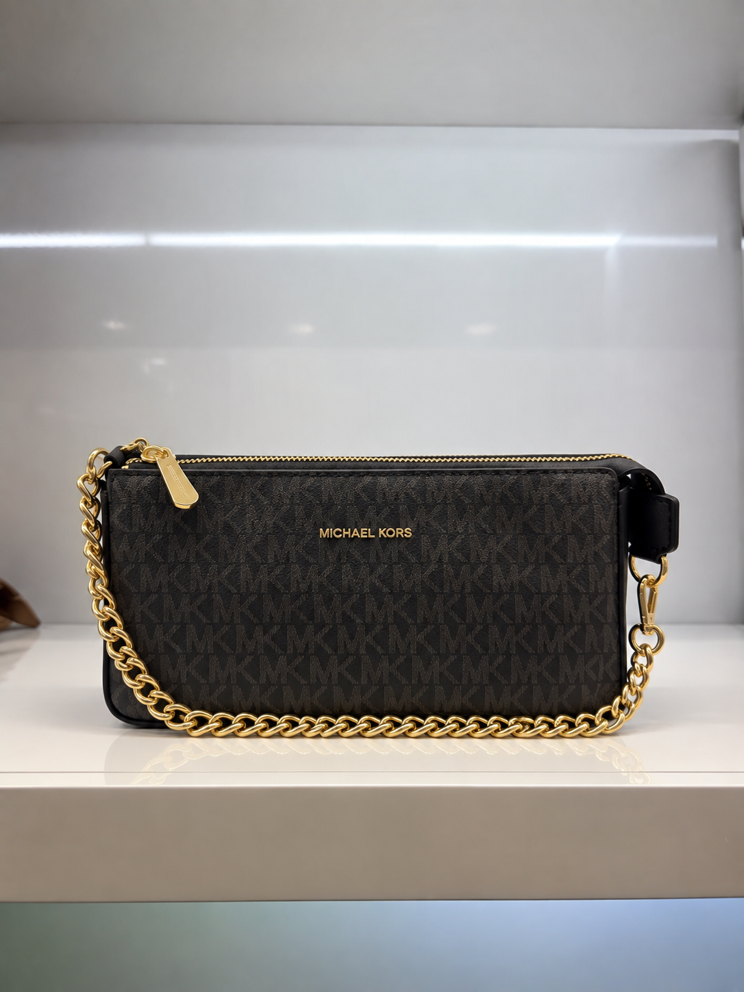 MK-inspired Jet Set Leather Pouchette With Box And Dust Bag (Black)