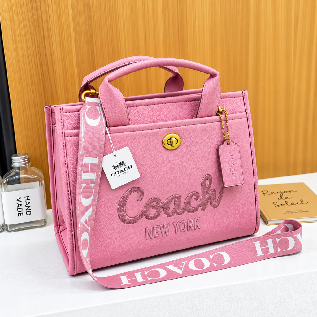 C-inspired Cargo Tote In Canvas With Dust Bag And Carry Bag (Pink)