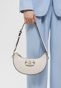 Guess-Inspired Nastra Top Zip Shoulder Bag With Box And Dust Bag (White)