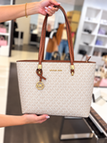 MK-Inspired Jet Set Travel Large Logo Tote Bag With Dust Bag (Beige)