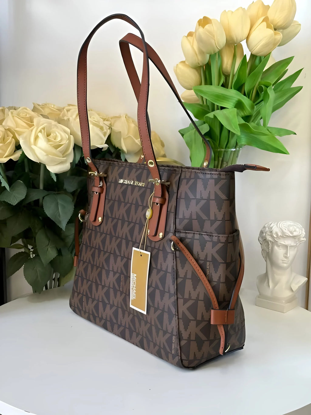 MK-Inspired Voyager Tote Bag With Dust Bag (Brown)
