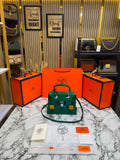 H-Inspired Kelly Doll Mini Top Handle Crossbody Bag With Box And Dust Bag Including Carry Bag (Green)