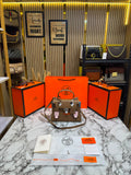 H-Inspired Kelly Doll Mini Top Handle Crossbody Bag With Box And Dust Bag Including Carry Bag (Khaki)