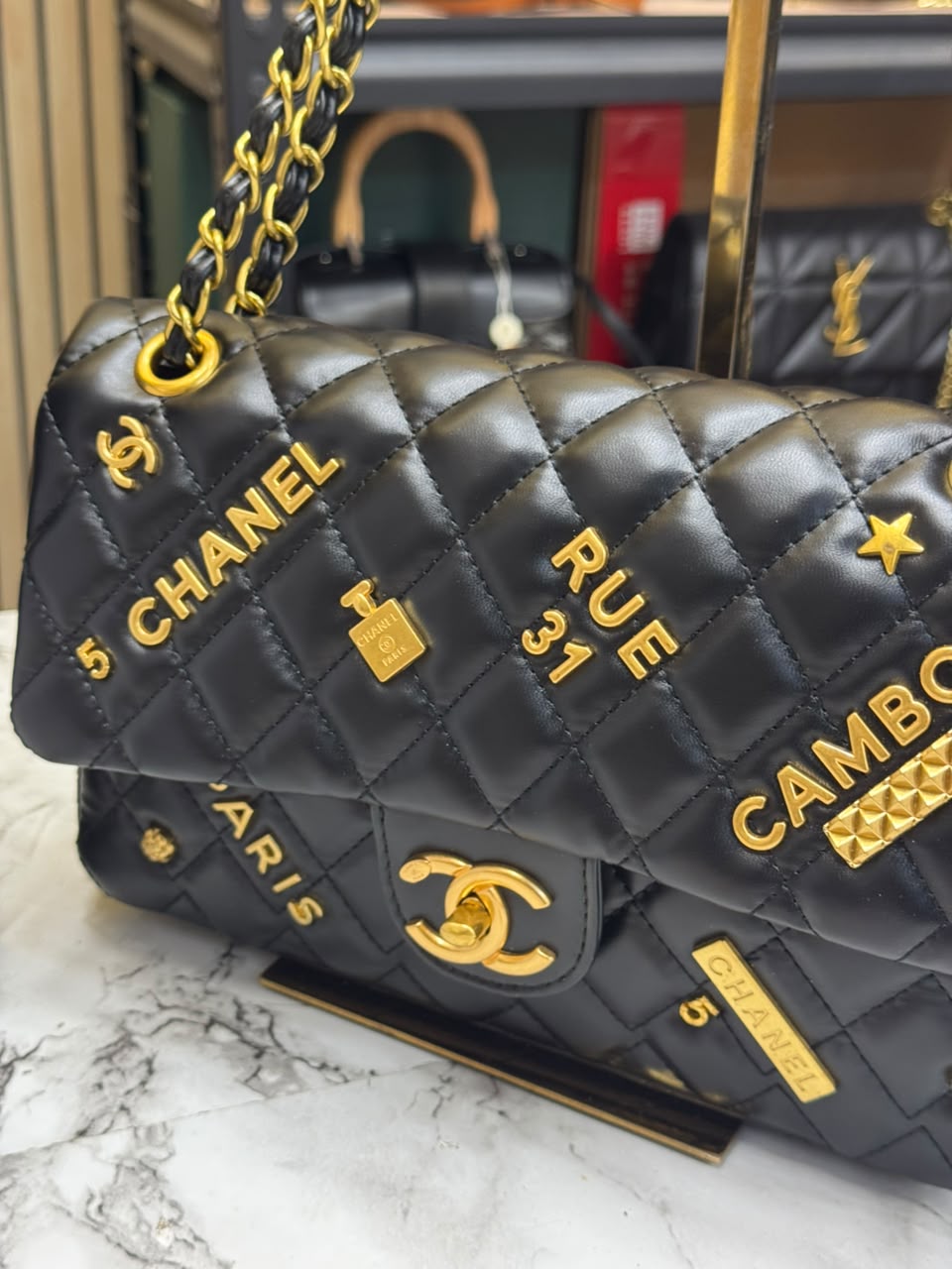 Chanel-Inspired Quilted Rue Classic Flap Bag With Box And Dust Bag (Black)