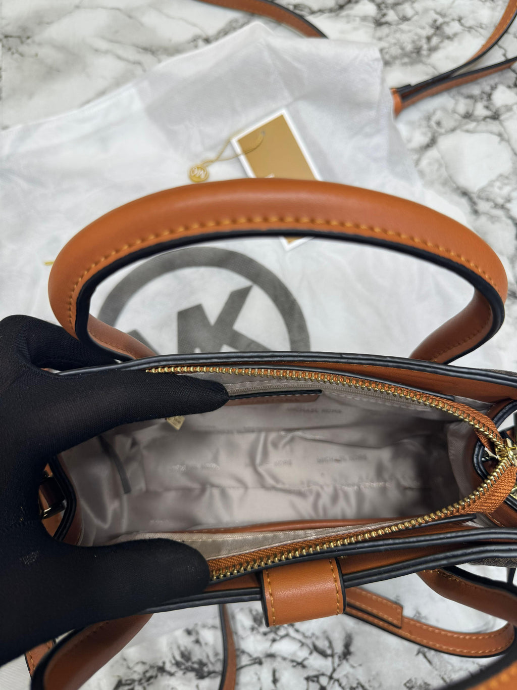 MK-inspired Gabby Signature Satchel Bag With Dust Bag (Brown)