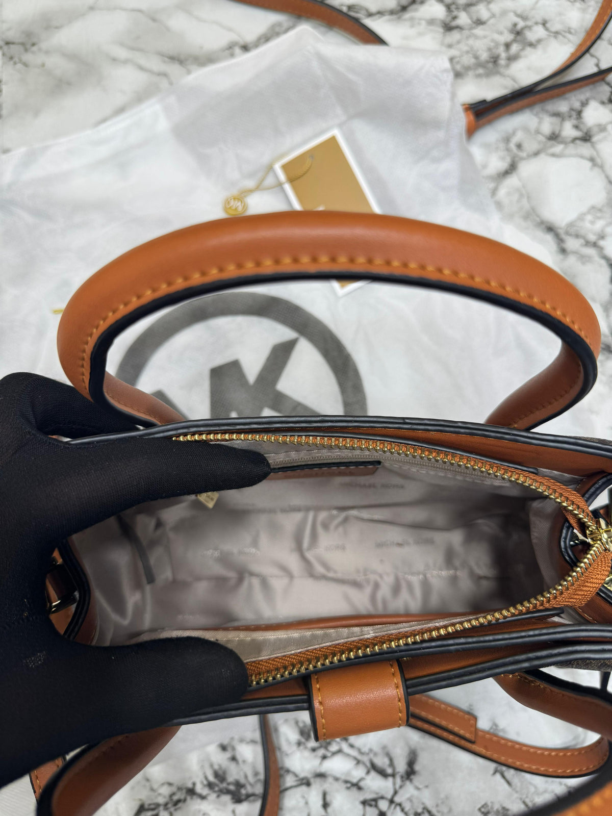 MK-inspired Gabby Signature Satchel Bag With Dust Bag (Brown)
