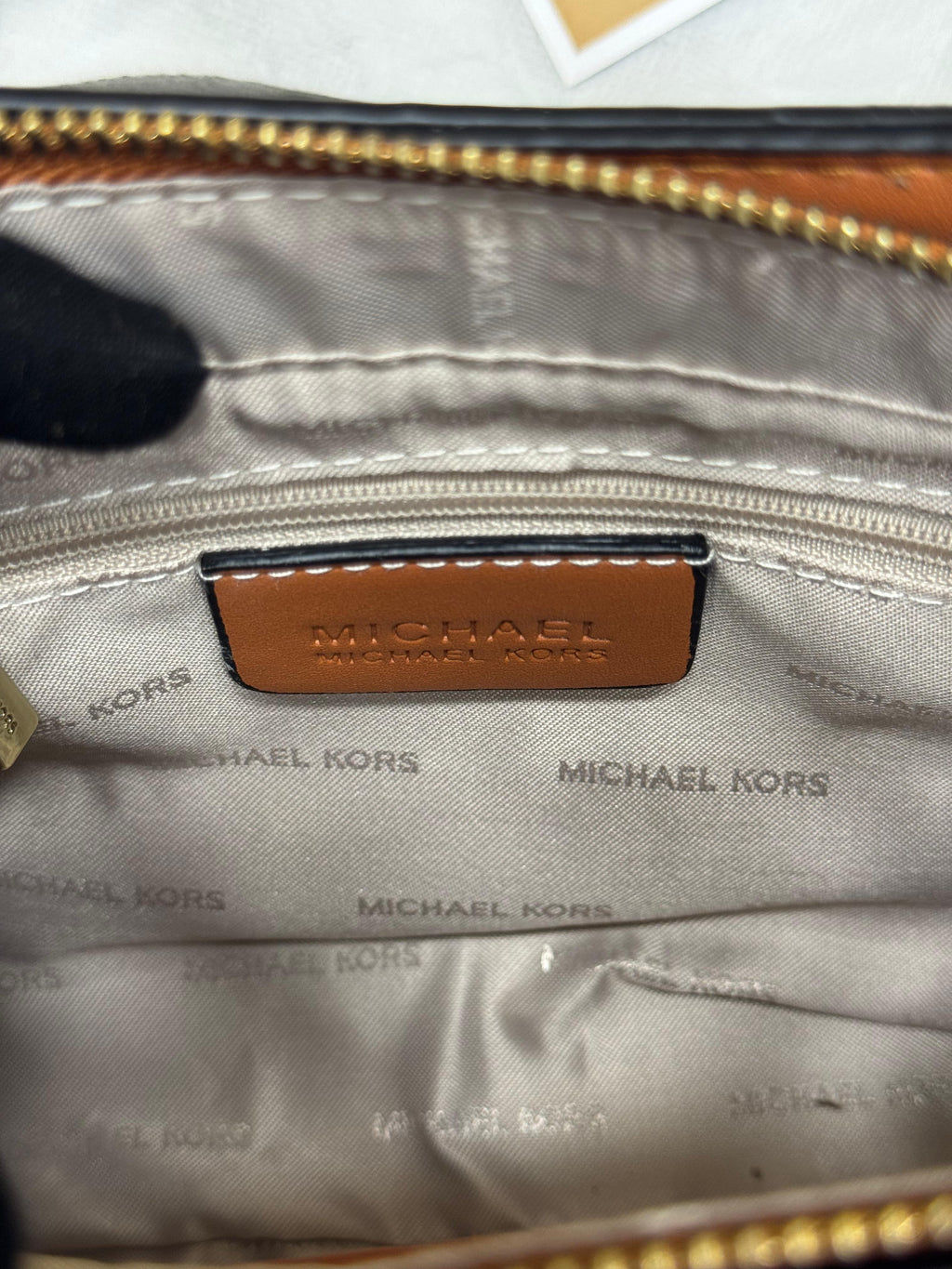 MK-Inspired Gabby Signature Satchel Bag With Dust Bag (Beige)
