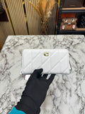 C-Inspired Quilted Long Zipper Premium Wallet Includes Card Box And Dust Bag (White)