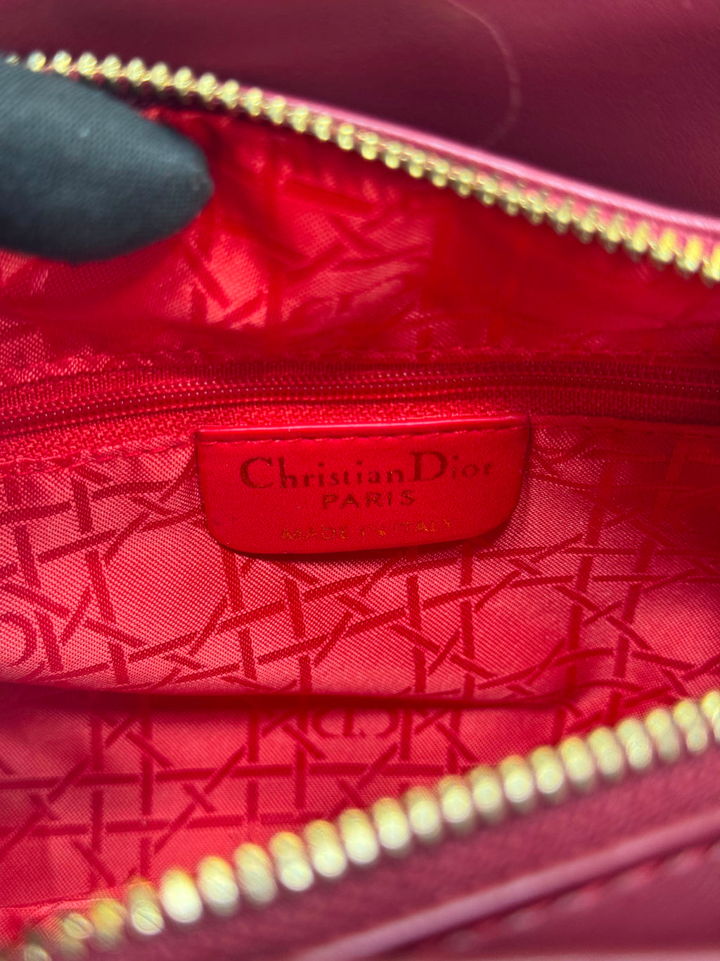 D-inspired Medium Cannage Lady Handbag With Box And Dust Bag (Maroon)