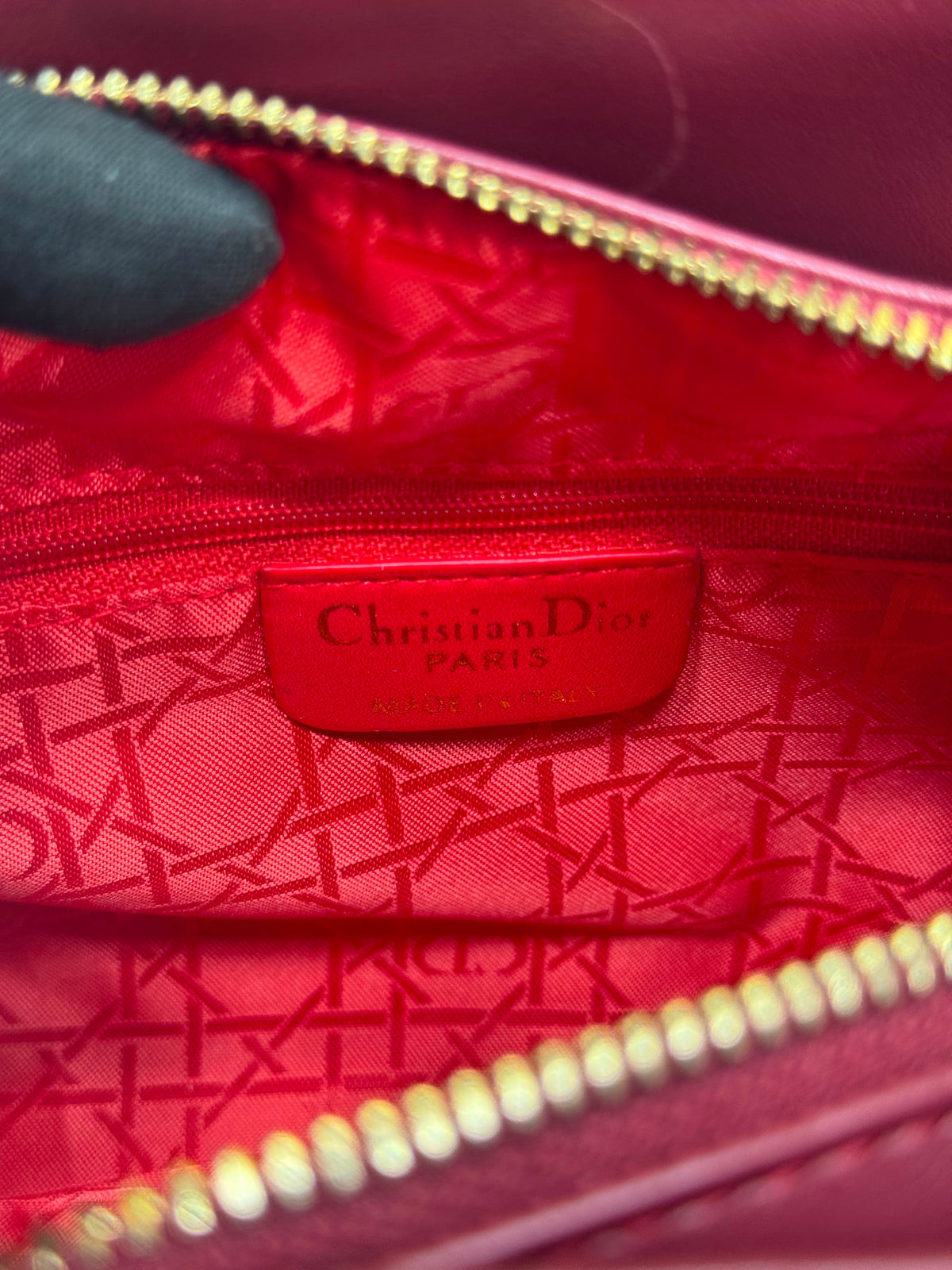 D-inspired Medium Cannage Lady Handbag With Box And Dust Bag (Maroon)