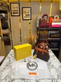 MK-Inspired Ciara Medium Logo Satchel Bag With Box And Dust Bag (Brown)