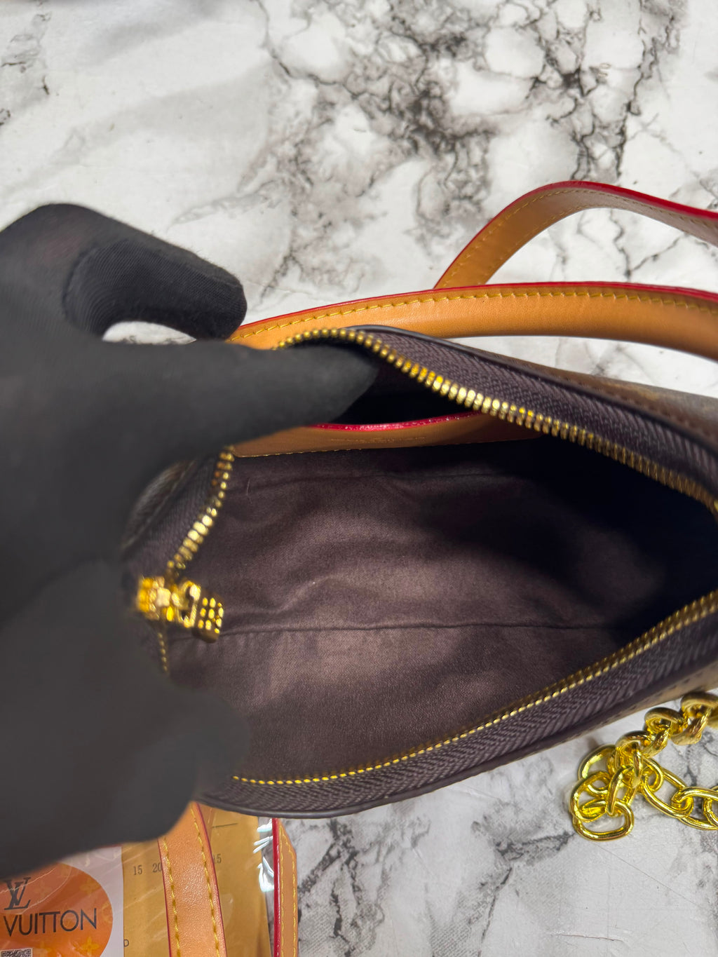 LV-Inspired Mini Loop Monogram Empreinte Chain Shoulder Bag With Box & Dust Bag (Brown)