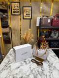 Aldo-Inspired Maricar White Geometrical Monogram Shoulder Bag With Box (White)