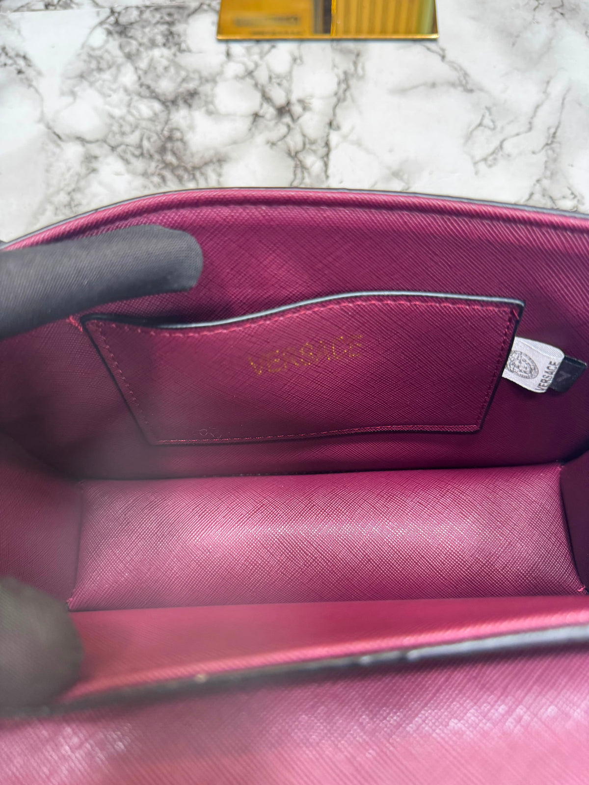 V-Inspired Jeans Couture Logo Flap Shoulder Bag with Double Box And Dust Bag (Maroon)