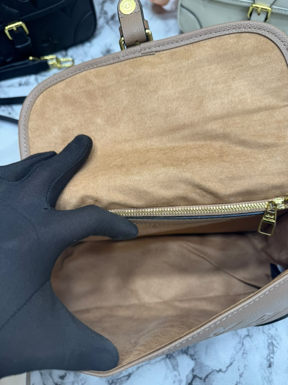 LV-Inspired Diane Satchel Shoulder Bag With Double Box And Dust Bag (Black)