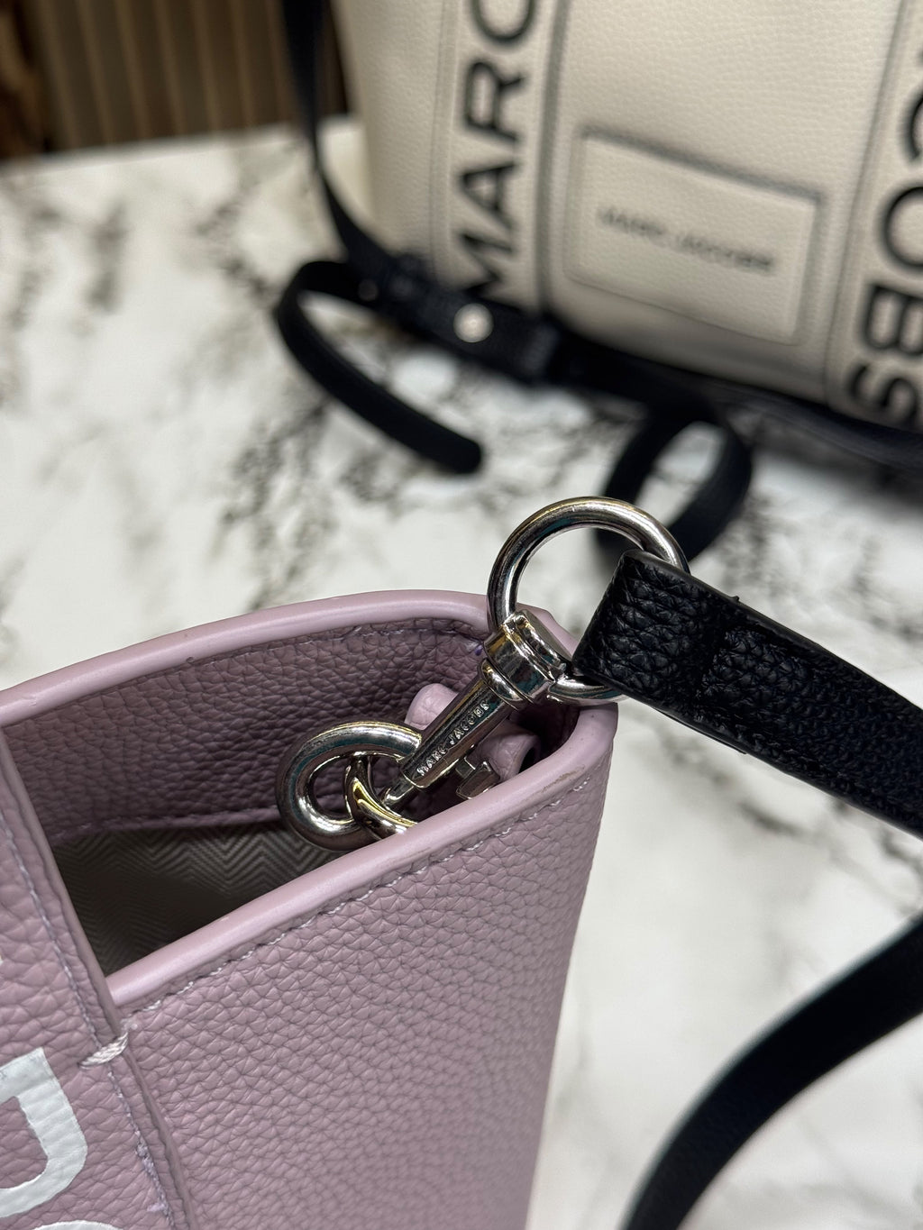 Marc Jacobs-Inspired Wisteria Small Leather Tote Bag With Dust Bag (white)