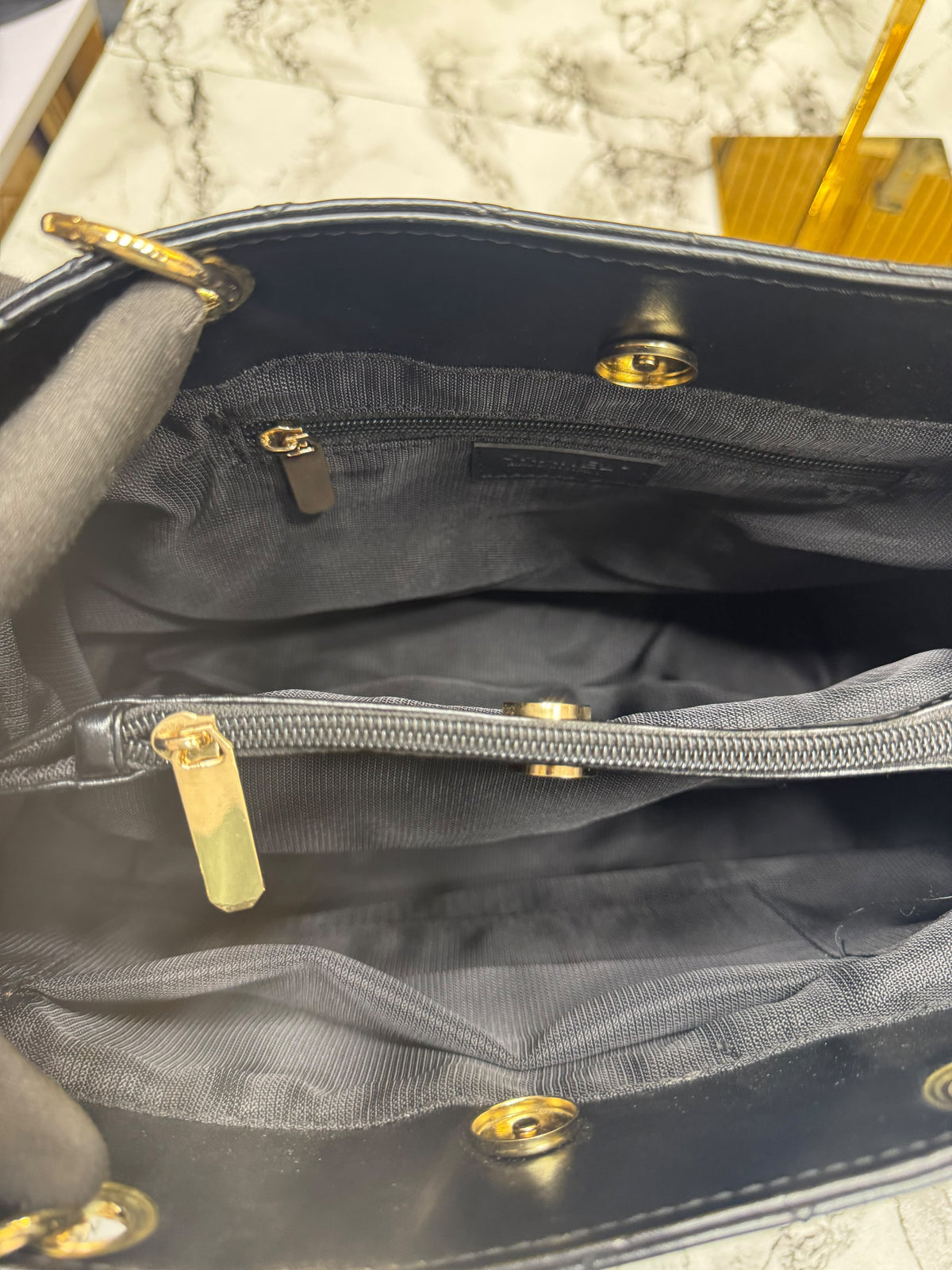 Chanel-Inspired Quilted CC Chain Tote Bag With Dust Bag (Black)