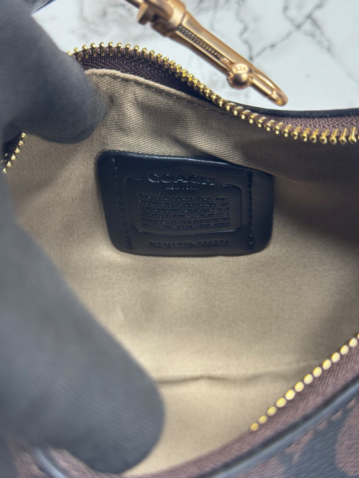C-Inspired Jonie Signature Canvas Shoulder Bag With Box And Dust Bag (Coffee)