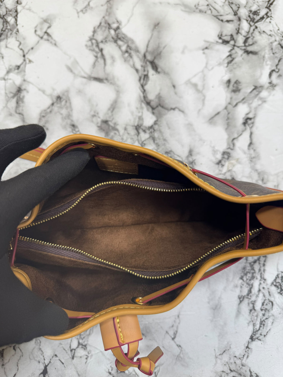 LV-Inspired Monogram Croissant PM Shoulder Bag With Double Box And Carry Bag (Dark Brown)