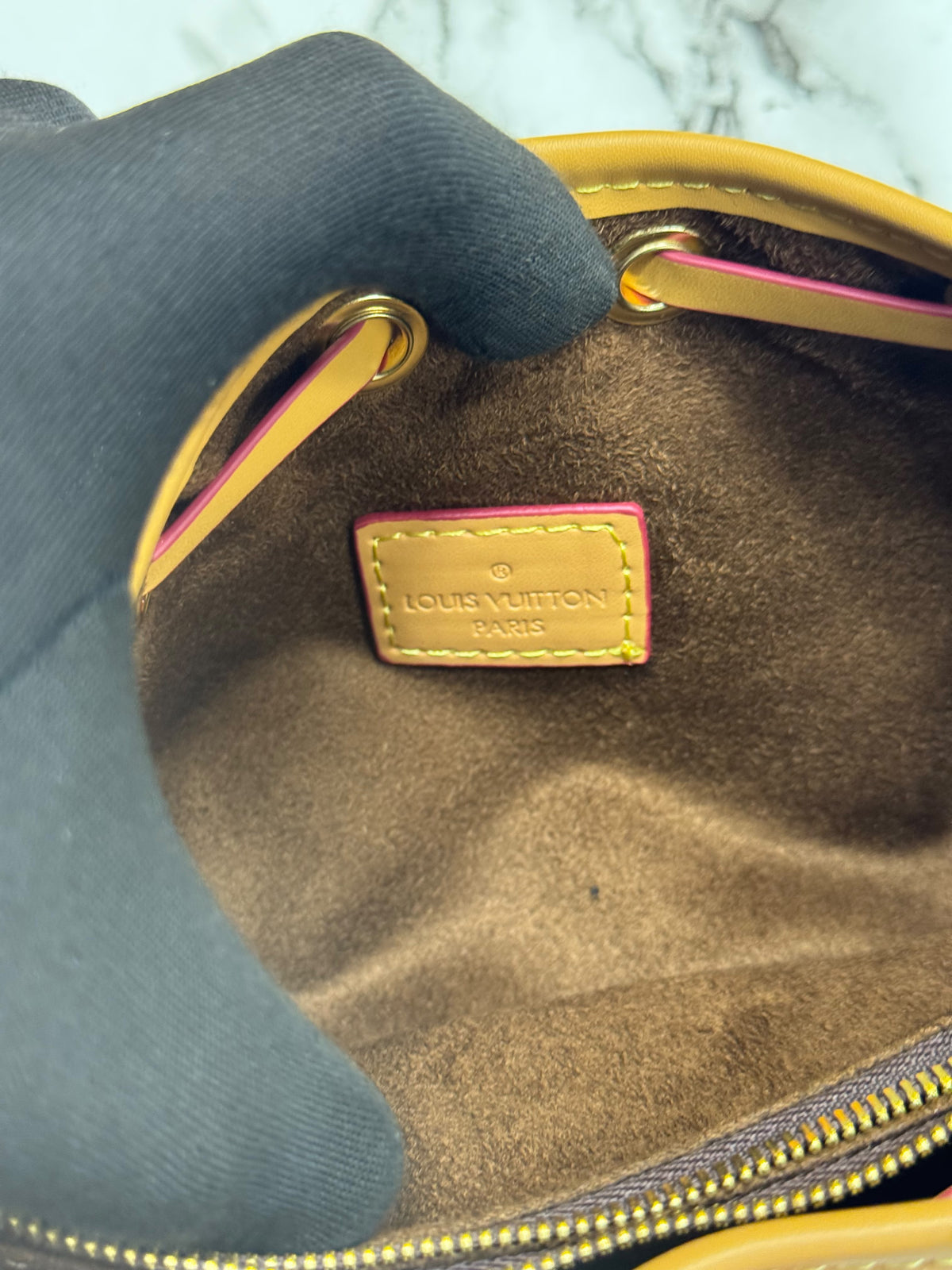 LV-Inspired Monogram Croissant PM Shoulder Bag With Double Box And Carry Bag (Dark Brown)