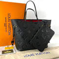 LV-Inspired Neverfull Embossed Premium Quality Tote Bag With Box And Dust Bag (Black)