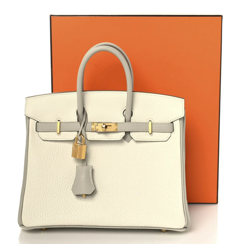H-Inspired Birkin Style 25 Pebbled Leather Tote Bag With Magnetic Box And Dust Bag (Orchid)
