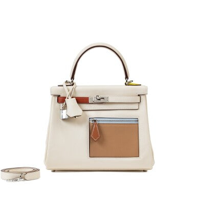 H-Inspired Kelly 25 Colormatic Retourne With Box And Dust Bag (White)